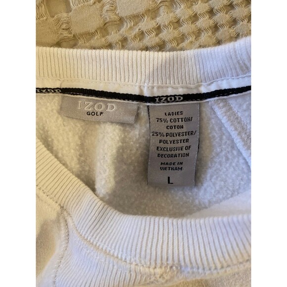 Izod Sweatshirt size Large Color Cream Inset Sides EUC Soft Versatile Casual - Picture 8 of 10